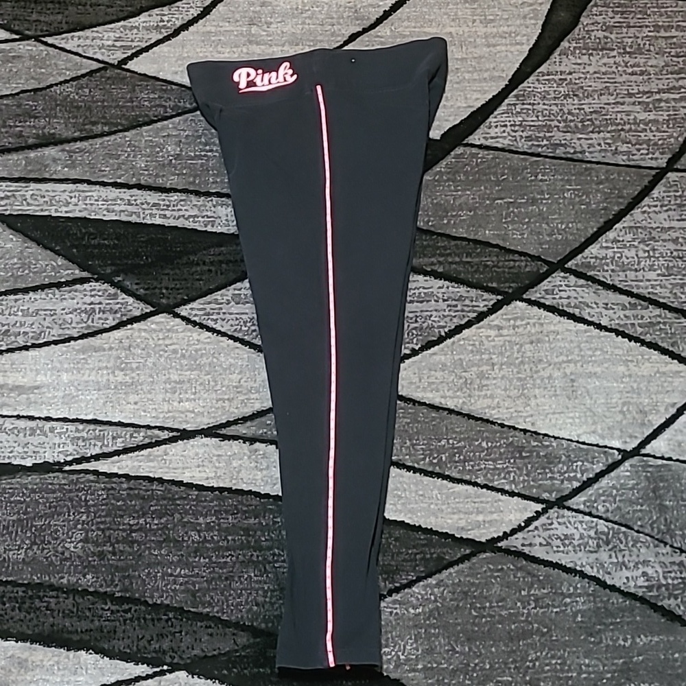 VS PINK 2015 YOGA STRIPE LOGO LEGGINGS